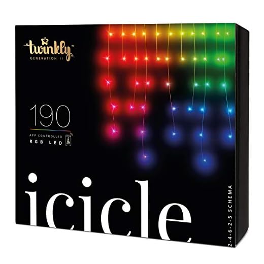 Twinkly Icicle 190 LED RGB, Lumières Cascade LED Extérieur et Intérieur, Lumières LED Smart RGB, Compatible avec Alexa, Google Home, IP44, Contrôle via App, Fil Transparent, 5.5m