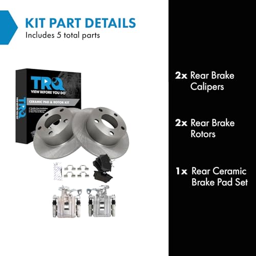 Image of TRQ Rear Brake Pad and Rotor Set Ceramic Calipers Compatible with 1998-2001 Audi A6