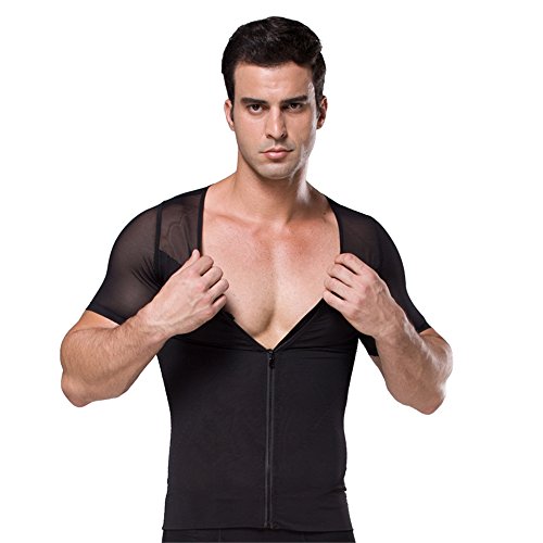 BaronHong Gynecomastia Men Shapewear Zip UP