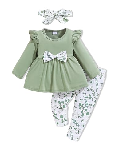 Image of Doresbebe Baby Girl Clothes Toddler Girl Outfits Infant Girl Summer Clothes for Girl Ruffle Shirt Pants+Cute Headband 3PCS