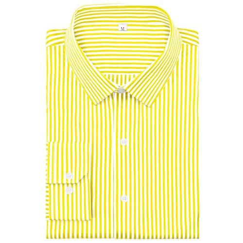 Grade 4 Wrinkle-Resistant Long Sleeve Striped Button-Down Shirt for Men Mens Dress Shirts 3X-Large 00115-lemon Yellow