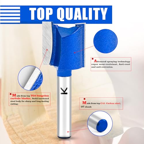 Image of Straight Cut Router Bit with 1 /4 inch Shank,3 /4 inch Cutting Dia. Carbide Tipped Double Flute Dado Straight Router Bit Set for Woodworking