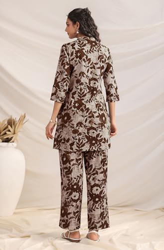 Image of Janasya Women's Pure Cotton Floral Printed Straight Co-ord Set