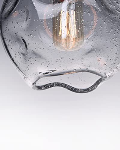 CASAMOTION Pendant Lights Kitchen Island Art Glass Snowflake Lighting Over Dining Room Table Modern Clear seeded Bubbles Ceiling Hanging Fixture Over Sink Brush Nickel 7 Inch Diam - Image 5