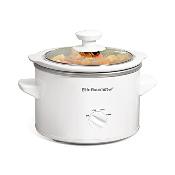 Elite Gourmet MST-250XW Electric Slow Cooker Ceramic Pot Adjustable Temp, Entrees, Sauces, Stews & Dips, Dishwasher Safe Glass Lid & Crock