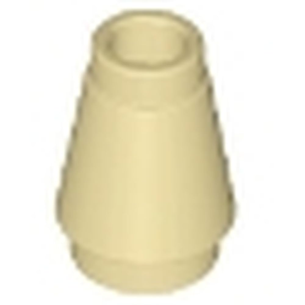 LEGO Cone Building Block, 1 x 1 with Top Groove, Part 4589b (Tan, 10, count)