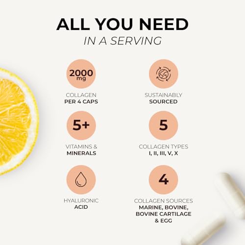 Inspiriko Multi Collagen Supplements for Women - 2000mg Type I, II, III, V & X Hydrolyzed Collagen Peptides - Multi Collagen Capsules with Hyaluronic Acid, Vitamin C, Biotin & Copper. 30 Servings - Image 8