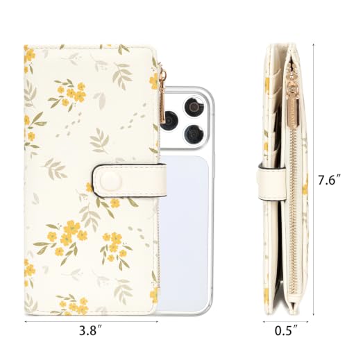 Image of Floral Wallet Women Bifold Long Wallets RFID Blocking Card Holder Wallets