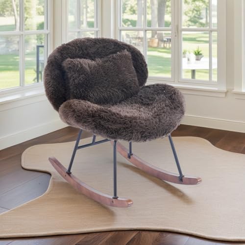 VINGLI 25.6" Extra Wide Nursery 115° Armless Rocking Chair, Curved