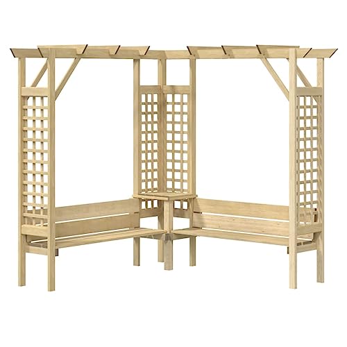 vidaXL Kiefernholz Imprägniert Eckpergola mit Bank Holz Gartenbank Holzpergola vidaXL Kiefernholz Imprägniert Eckpergola mit Bank Holz Gartenbank Holzpergola