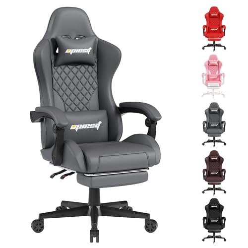 Opiesit Chaise de gaming ergonomique avec soutien lombaire - En cuir synthétique respirant - Chaise...