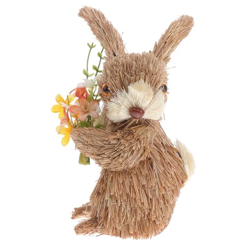 BESPORTBLE Adorno de Conejo de Paja de Pascua Hecho a Mano Figura Decorativa Pequeña de Conejo Tejido Paja Natural Decoración Rústica para Hogar Sala y Escritorio
