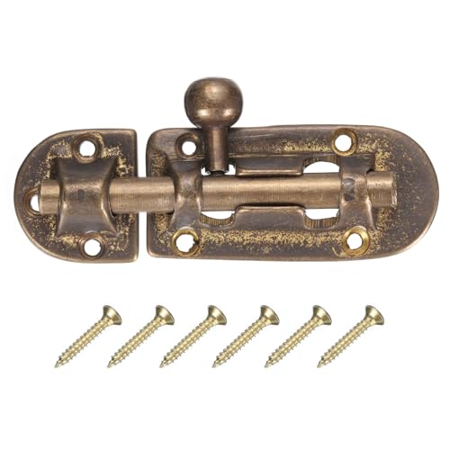 QUARKZMAN Cobre Barril Perno Pestillo, Vintage Sólido Latón Barril Perno Hebilla Cerradura con Tornillos Granero granero Puerta Pestillo Cerraduras para Muebles Herraje, Bronce