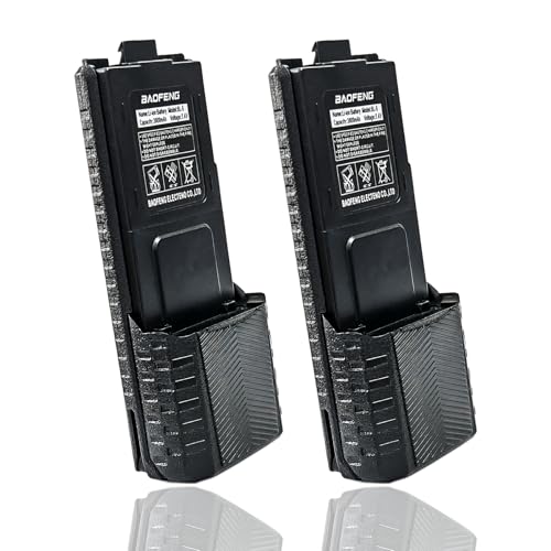 BAOFENG BF-F8HP Battery BL-5 Extended 3800mAh Large Capacity Li-ion for GMRS Ham Radio UV-5R Series (Black 2packs)