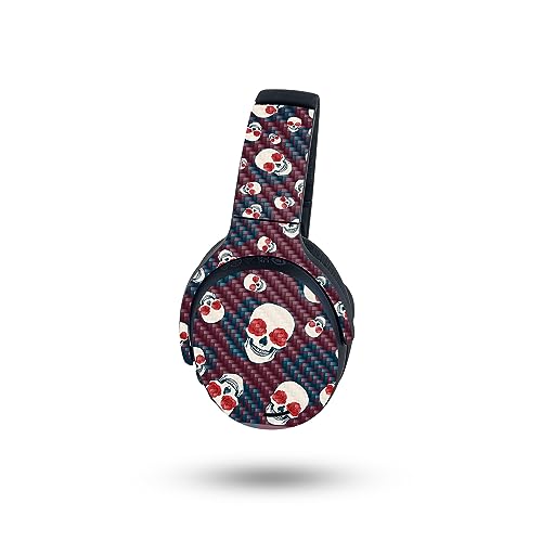 Image of MightySkins Carbon Fiber Skin Compatible with Skullcandy Crusher ANC 2 - Skulls N Roses | Protective, Durable Textured Carbon Fiber Finish | Easy to Apply