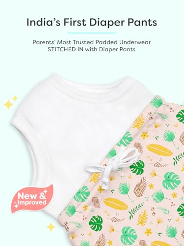 Image of superbottoms Diaper Pants | Cotton Baby Cotton Pants with Attached Padded Underwear | Ideal for Diaper-Free Time, Outings & Potty Training | Unisex | Soft Fit