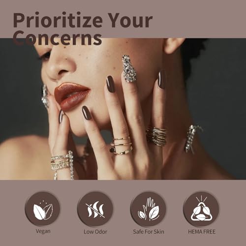 Image of CANNI Dark Brown Gel Nail Polish, 1Pcs Deep Brown Gel Polish Color Nail Polish High Gloss Soak Off Nail Manicure Salon DIY at Home