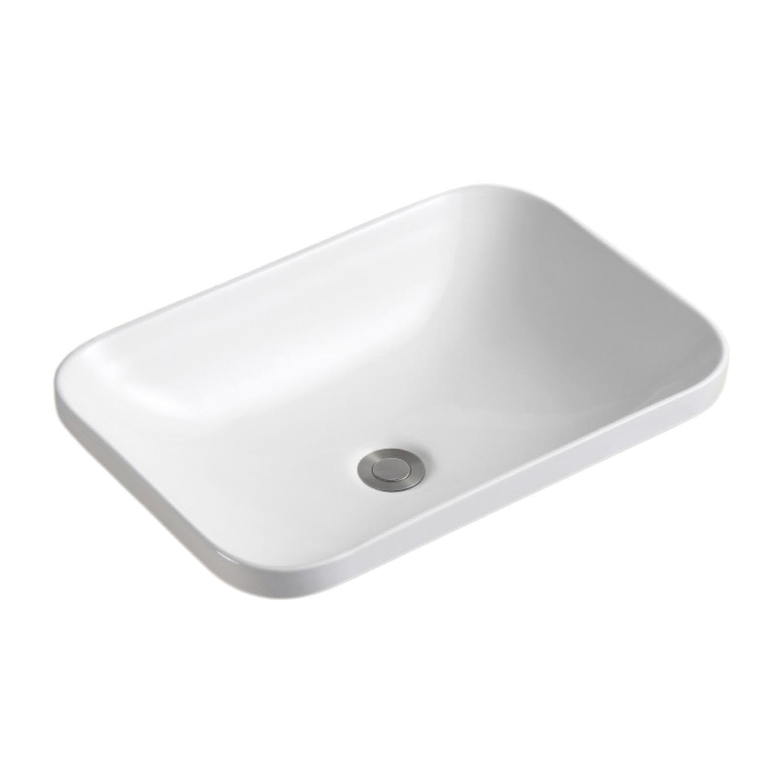 MOB-IN Lavabo rectangular de cerámica blanca para encastar de 53x37 cm