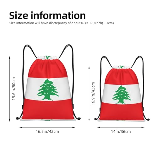 Medium Drawstring Bag - Sport Flag of Lebanon Print Sackpack for Yoga, Dance, Travel, Hiking - Lightweight Storage4