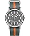 Timex Weekender Gray/Orange Stripe Nylon Slip-Thru Strap Watch