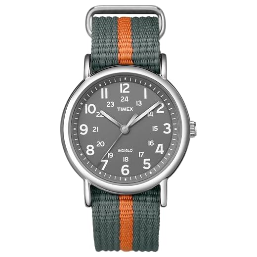 Relógio Timex unissex T2N649 Weekender, cinza/laranja