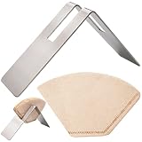 Guador Kaffeefilterhalter, Edelstahl-Verteilungspapierfilterhalter, mit 40 Stück ungebleichtem Kaffeefilterpapier 100% natürliches Kaffeefilterpapierbehälterhalter V-Form (silber)