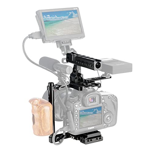 Image of NICEYRIG Quick Release Half Cage Kit for Panasonic Lumix G85 /G95 /G9 /G7, Canon EOS R /RP / /T7I /6D /7D, Nikon D810 /D850 /D750 /Z6 with NATO Rail Top Handle - 232