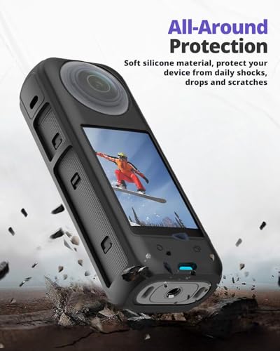 Image of M.G.R.J Silicone Protective Case Cover for Insta 360 X5 / X4 (Black)