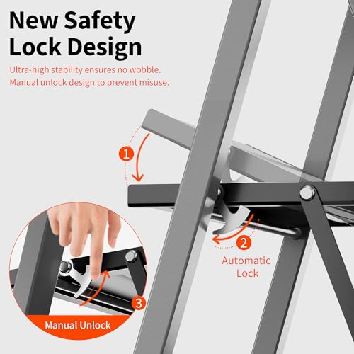 Image of 3 Step Ladder, 800 Lbs Aluminum Ladder, Silver