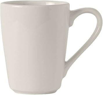 Tuxton China AMU-080 Mug, 8 oz., 2-7/8" Diameter, 3-7/8"H, Microwave and Dishwasher Safe, Oven Proof, Fully Vitrified, Ceramic, AlumaTux, Modena, Pearl White, Pack of 24