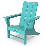 Adirondack Chair with Flat Back Contemporary Patio Chairs Lawn Chair Outdoor Chairs Painted Weather Resistant- Aruba Blue
