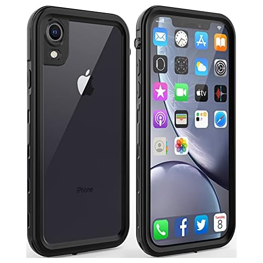 LOVE BEIDI iPhone XR Waterproof case Life Snowproof Dirtproof Shockproof Cover … (Black/Clear)