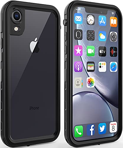 LOVE BEIDI for iPhone XR Waterproof case Life Snowproof Dirtproof Shockproof Cover (Black/Clear)