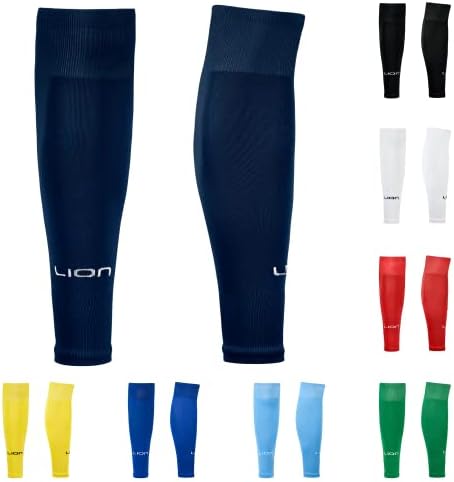 LION SPORTSWEAR Football Sock Sleeves To Accompany Grip Socks - Fits Over Calf/Shin Pads - Variety Of Colors To Match Your Team Kit