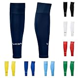 LION SPORTSWEAR Football Sock Sleeves To Accompany Grip Socks - Fits Over Calf/Shin Pads - Variety Of Colours To Match Your Team Kit (Navy)