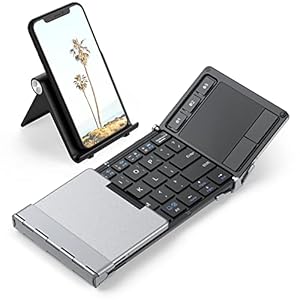 iClever Foldable Keyboard, BK08 Bluetooth Keyboard with Sensitive Touchpad (Sync Up to 3 Devices), Pocket-Sized Tri…