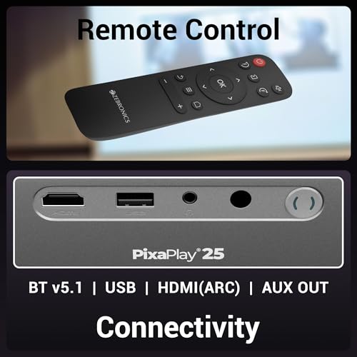 ZEBRONICS PIXAPLAY 25, Smart Projector, 1080p, 5500 Lumens, 200" Screen Size, Quad Core, Auto [ Focus | Keystone | Obstacle Detection | Screenfit... - Image 6