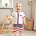 Toddler Baby Boy Girl Swim Cover Up Towel Terry Zipper Hooded Tops Seersucker Gingham Shorts Set Bathing Suit Coverup (4th of July-B, 12-18 Months)