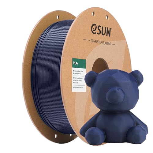 Image of eSUN PLA+ Filament 1.75mm 1KG, 3D Printer Filament Dimensional Accuracy + /- 0.03mm, 1kg Cardboard Spool(2.2lbs) 3D Printing Filament, Fits for Most FDM 3D Printers(Dark Blue)