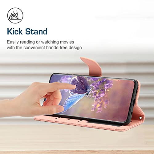 XYX Capa carteira compatível com iPhone 13 Pro Max, borboleta em relevo flor PU capa protetora flip
