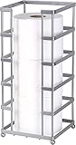 Richards Homewares Free Standing Square Toilet Paper Reserve for Bathroom - Decorative Design Sturdy Rust Free Steel - Chrome Finish