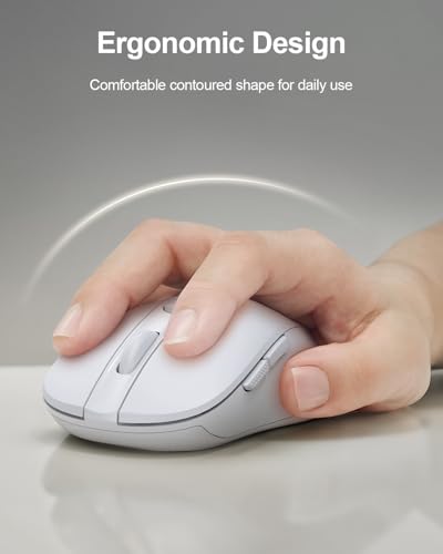 Image of wegear USB Wireless Mouse for Laptop PC Mac, 2.4GHz Cordless Mouse with 6 Buttons, 5-Level Adjustable 4000 DPI, Ergonomic Portable Optical Computer Mice, 24-Month Battery Life -White
