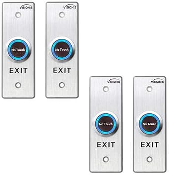 Visionis 4 Pack FPC-7562 VIS-7028 Indoor Stainless Steel No Touch Infrared Request to Exit Button with Time Delay Slim Size LED Light NC COM and NO Outputs