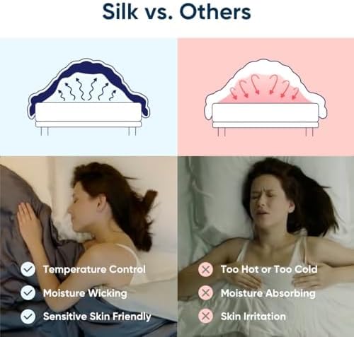 Vesta All-Season Silk Comforter, Quilt and Duvet Insert for Hot Sleepers, 100% Silk Fill with 100% Cotton Shell, Luxuriously Soft, Moisture-Wicking, Queen Size (Grey, Silk Weight: 3.2lbs) - Image 6