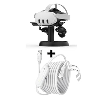 AMVR Table Stand with Charging Link Cable for Meta Quest 3, 2-in-1 Quest 3 Accessories