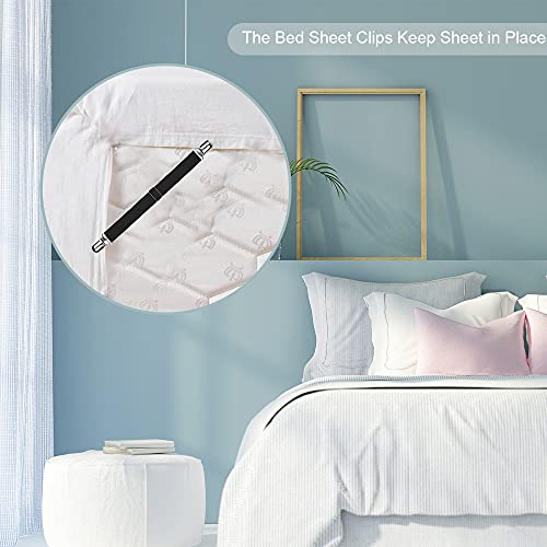 Leben Verstellbare Bettlakenspanner mit Metallclips, 12Pcs Elastische Lakenspanner für Bettlaken, Matratze, Bügelbrett und Sofa (12 Pcs-Schwarz) - Image 6