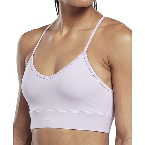 Image of Reebok Women's Satin 91% PES /9% El-Interlock-Hydrophilic Finish /Print-Digital Sublimation-Disperse Classic Workout Sports Bra