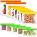 Reusable Storage Bags, Funbiz 12 Pack Reusable Plastic Bags (2 Ziplock Gallon Freezer Bags + 5 Leakproof Reusable Sandwich Bags + 5 Thick Reusable Snack Bags)BPA Free Reusable Food Bags for Meat Fruit