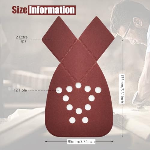 Triangular Sandpaper Mice 95 x 135 mm Pack of 50 for Black & Decker Abrasive Mice (Mixed Grit) - Image 3