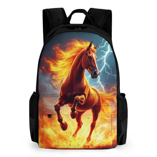 Supdreamc Backpack Multipurpose Anti-Theft Large Capacity Bookbag - Fire Horse Travel Hiking Daypack With Side Pockets
